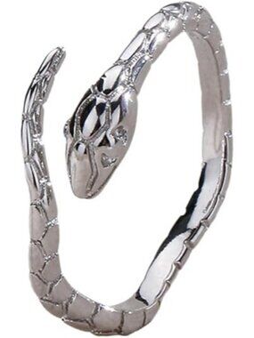 Silver Metal Snake Ring Adjustable Women Ring Delicate Hollow
